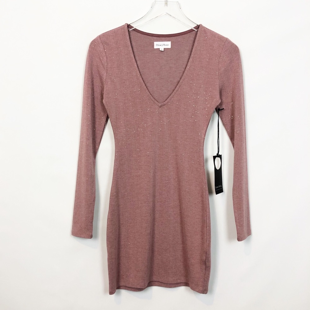 Privacy Please Pink Shimmer Ribbed Bodycon Small - Picture 4 of 5